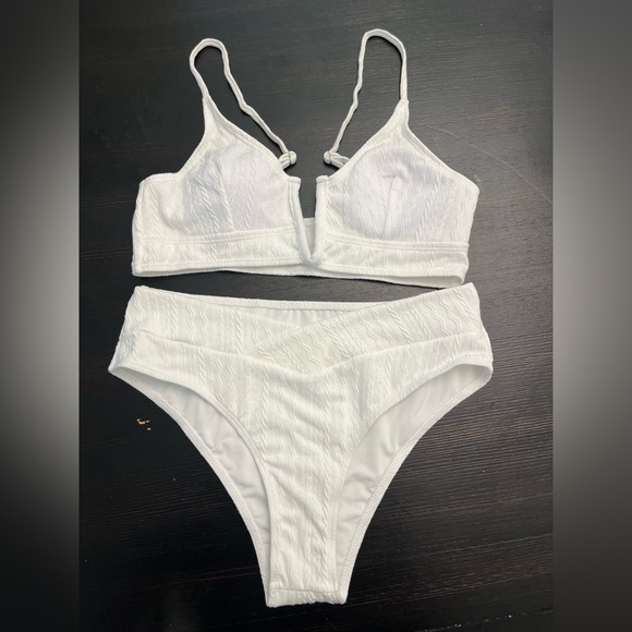 V Cut High Waisted Bikini Ribbed V-Wired Cami Two Pieces Swimsuit NWOT - Picture 8 of 10